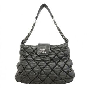 CHANEL Shoulder Bag Bubble Quilt Lambskin Black Silver Hardware Women's